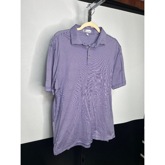 Peter Millar Mens Striped Golf Polo Shirt L Blue & Purple Short Sleeve - Picture 2 of 5